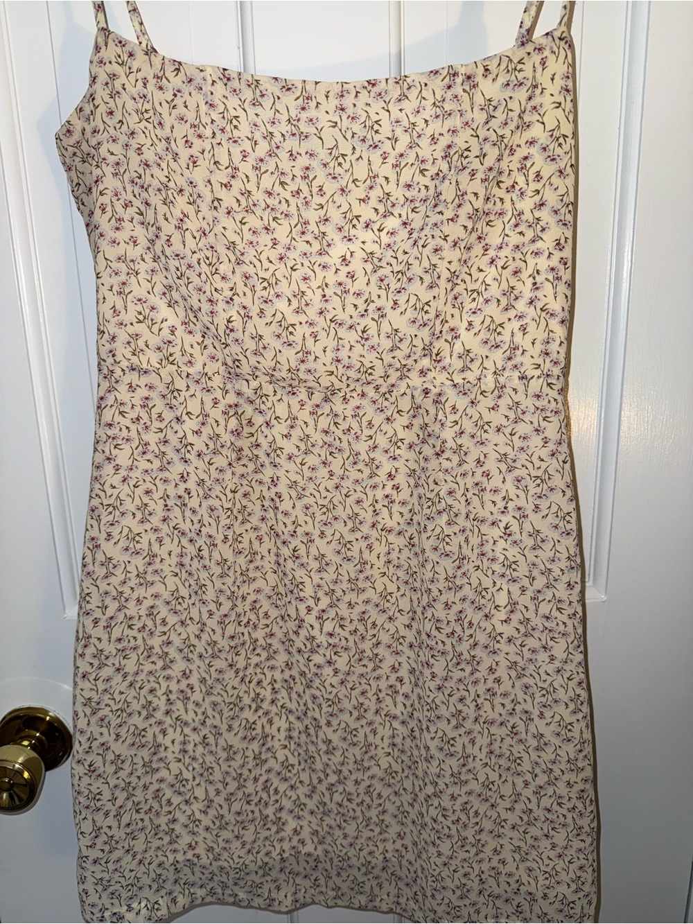 Pull&Bear Cream Mini Dress with Purple Floral Print